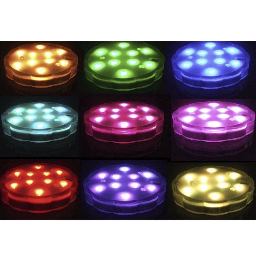 (4) MULTICOLOR 10 LED SUBMERSIBLE PARTY LIGHT BASE Pool Spa‎ REMOTE CONTROL
